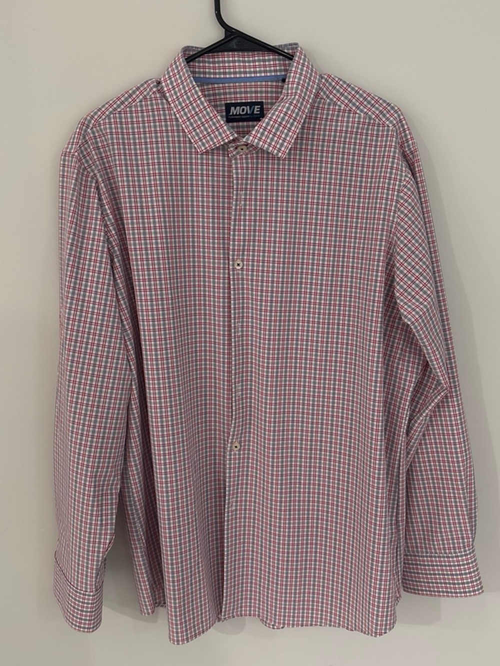 MOVE Men's Red and White Checked Casual Button-Down Shirt